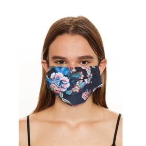 Johnny Was Navy Floral Printed Face Mask